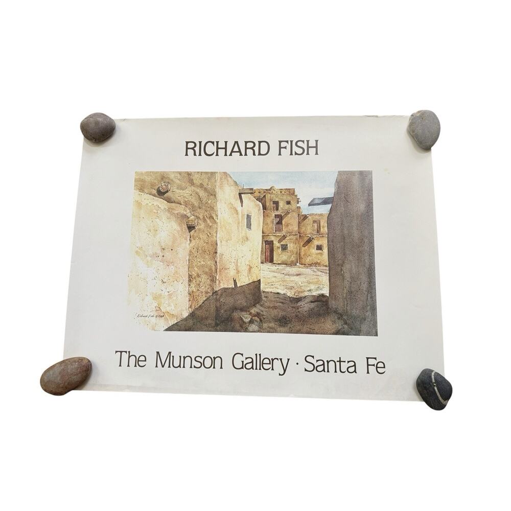 Richard Fish Munson Gallery Santa Fe Poster 1984 Architecture VTG ~ 24 X 31 READ